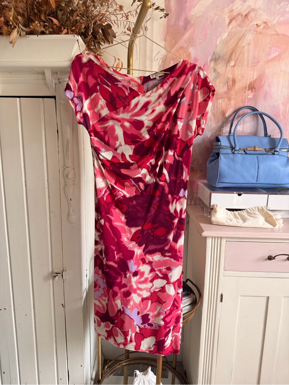 Etro Pink & White Floral Midi Dress